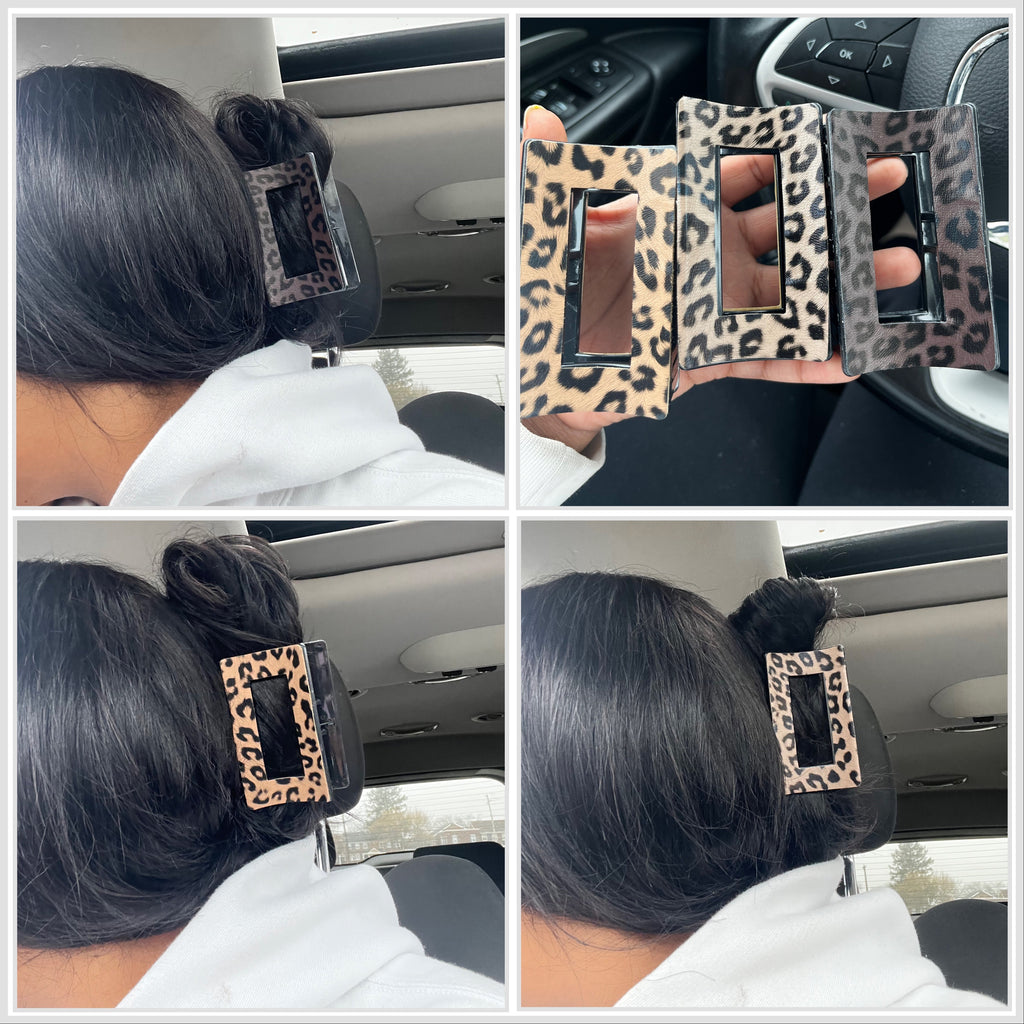Cheetah Print Square Hair Clips